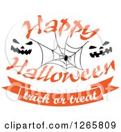 Clipart Of A Happy Halloween Trick Or Treat Spider And Jackolantern Face Design Royalty Free Vector Illustration