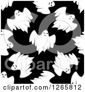 Clipart Of A Seamless Halloween Pattern Background Of Ghosts Royalty Free Vector Illustration
