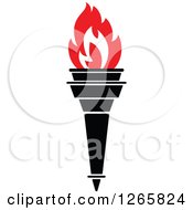 Clipart Of A Black Handled Torch With Red Flames Royalty Free Vector Illustration