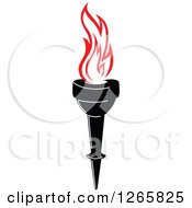 Clipart Of A Black Handled Torch With Red Flames Royalty Free Vector Illustration