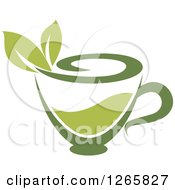 Clipart Of A Cup Of Green Tea With Leaves Royalty Free Vector Illustration