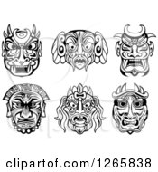 Clipart Of Black And White Tribal Masks Royalty Free Vector Illustration by Vector Tradition SM