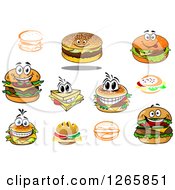 Clipart Of A Sandwich And Cheeseburgers Royalty Free Vector Illustration