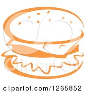 Clipart Of A Sketched Orange Cheeseburger Royalty Free Vector Illustration by Vector Tradition SM