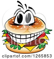 Clipart Of A Grinning Cheeseburger Royalty Free Vector Illustration