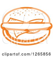 Clipart Of A Sketched Orange Cheeseburger Royalty Free Vector Illustration