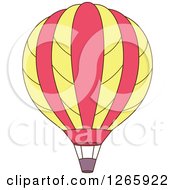 Clipart Of A Pink And Yellow Hot Air Balloon Royalty Free Vector Illustration