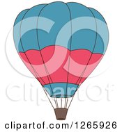 Clipart Of A Blue And Pink Hot Air Balloon Royalty Free Vector Illustration