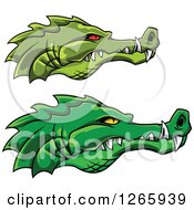 Poster, Art Print Of Green Crocodile Faces In Profile