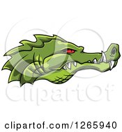 Poster, Art Print Of Red Eyed Green Crocodile Face In Profile