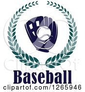 Clipart Of A Baseball In A Glove In A Laurel Wreath Over Text Royalty Free Vector Illustration