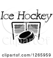 Poster, Art Print Of Black And White Hockey Puck And Net With Text