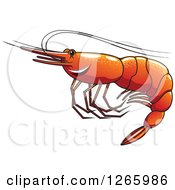 Clipart Of A Happy Shrimp Royalty Free Vector Illustration