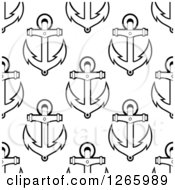 Poster, Art Print Of Seamless Black And White Pattern Of Anchors