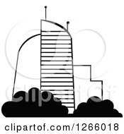 Clipart Of Black And White Skyscraper Buildings Royalty Free Vector Illustration