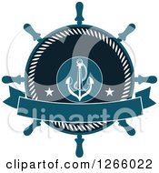 Poster, Art Print Of Nautical Ship And Anchors Over A Blank Banner