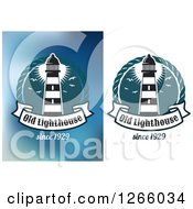 Clipart Of A Shining Lighthouse With Seagulls And Text Royalty Free Vector Illustration