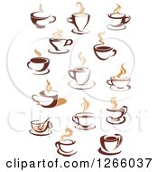 Poster, Art Print Of Steamy Brown Coffee Cups