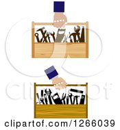Clipart Of Hands Carrying Tool Boxes Royalty Free Vector Illustration