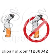 Clipart Of Sad Cigarettes Royalty Free Vector Illustration
