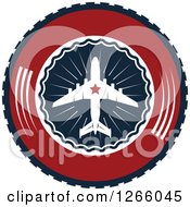 Clipart Of A Red Blue And White Airplane Logo Royalty Free Vector Illustration by Vector Tradition SM