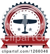 Poster, Art Print Of Red Blue And White Airplane Logo With A Blank Banner