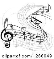 Poster, Art Print Of Grayscale Flowing Music Note Design