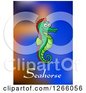 Poster, Art Print Of Green Seahorse And Text Over Gradient