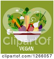 Poster, Art Print Of Bowl And Vegetables With Vegan Text On Green