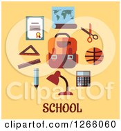 Poster, Art Print Of School Supplies And Text On Yellow