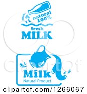 Clipart Of Blue And White Milk Designs Royalty Free Vector Illustration