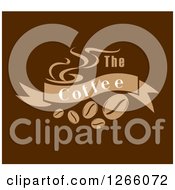 Clipart Of A Brown Design Of Beans And The Coffee Text Royalty Free Vector Illustration