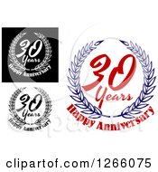 Clipart Of 30 Year Happy Anniversary Designs Royalty Free Vector Illustration