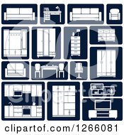 Poster, Art Print Of White And Navy Blue Furniture Icons