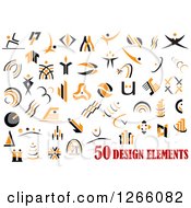 Clipart Of Black And Orange Logos Royalty Free Vector Illustration