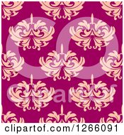 Poster, Art Print Of Seamless Pattern Background Of Vintage Pink Floral Damask