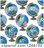 Clipart Of A Seamless Background Pattern Of Happy Desk Globes Royalty Free Vector Illustration by Vector Tradition SM