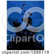 Poster, Art Print Of Silhouetted Ghost Ship On Blue