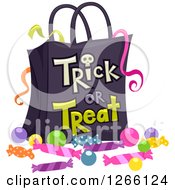 Poster, Art Print Of Halloween Trick Or Treat Bag With Ribbons And Candy