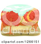Poster, Art Print Of Park Bench With Autumn Trees