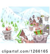Poster, Art Print Of Gifts In Chimneys On Village Roof Tops