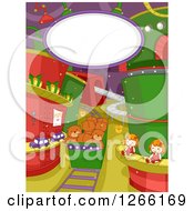 Poster, Art Print Of Teddy Bears Dolls Gifts And Toys On Tracks In Santas Factory With Text Space