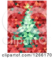 Clipart Of A Geometric Christmas Tree On Red Royalty Free Vector Illustration
