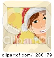 Poster, Art Print Of Happy Caucasian Man Wearing A Santa Hat And Looking Down Into A Christmas Gift Box