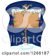 Clipart Of A Wooden Christmas Sign With Lights And Snow Royalty Free Vector Illustration by BNP Design Studio