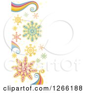 Christmas Background With Snowflakes And Rainbow Swirls