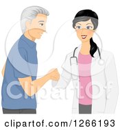 Clipart Of A Young Female Doctor Meeting With A Senior Male Patient Royalty Free Vector Illustration