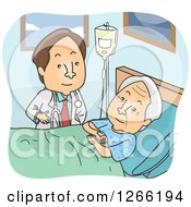 Poster, Art Print Of Brunette Male Doctor Visiting With An Elderly Patient