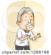 Poster, Art Print Of White Senior Man Clutching His Chest While Having A Heart Attack