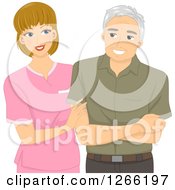 Poster, Art Print Of Young White Nurse Helping A Senior Male Patient